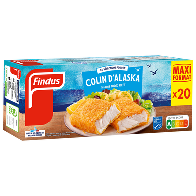 Panés de colin d'Alaska FINDUS, x20 unités- 1kg