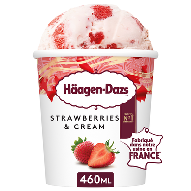 Crème glacée fraise avec morceaux de fraise en pot HÄAGEN DAZS - pot 400G