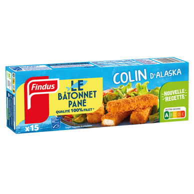 Bâtonnets colin d'Alaska FINDUS, x15 bâtonnets -420g