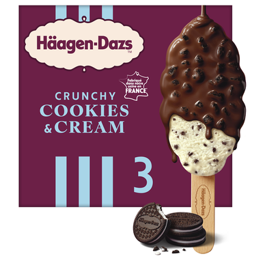Bâtonnet Crème glacée Cookies and Cream HÄAGEN DAZS - x3
