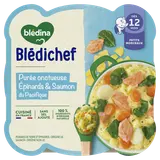BLEDINA BLEDICHEF - Plat bébé Purée épinards et saumon Pacifique, dès12 mois - 230g