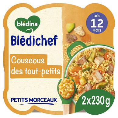 BLEDINA BLEDICHEF - Plat bébé du midi Couscous, dès 12 mois - 2x230g -Repas bébé