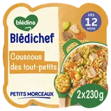BLEDINA BLEDICHEF - Plat bébé du midi Couscous, dès 12 mois - 2x230g -Repas bébé