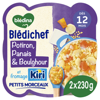 BLEDINA BLEDICHEF - Crémeux de potiron et panais boulghour et fromagekiri, dès 12 mois - 2x230g