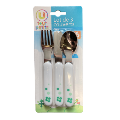 Lot de 3 couverts inox décorée