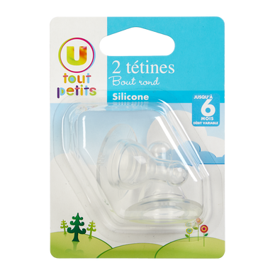 Tétine x2 silicone bout rond t1 débit variable