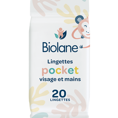Lingettes pocket visage et mains BIOLANE x20