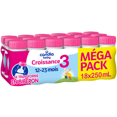 CANDIA BABY - Lait de croissance bébé 3ème âge, dès 12 mois - 18x25cl