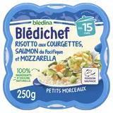 BLEDINA BLEDICHEF - Plat bébé du midi Risotto aux courgettes saumon mozzarella, dès 15 mois - 250g - Repas bébé