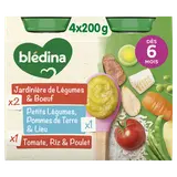 BLEDINA BLEDICHEF - Plat bébé du midi, de 6 à 12 mois - 4x200g - Petits pots bébé