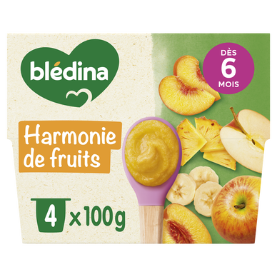 BLEDINA - Harmonie de fruits, de 6 à 12 mois - 4x100g