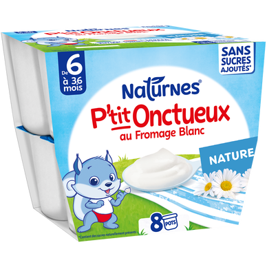 NESTLE P'TIT ONCTUEUX - Desserts lactés P'tit onctueux nature, de 6 à36 mois - 8x90g