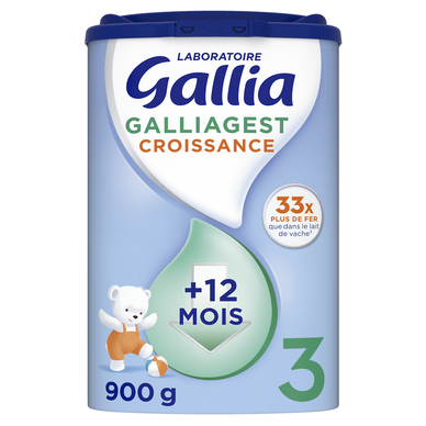 GALLIA GALLIAGEST - Lait en poudre bébé croissance, 3ème âge, dès 12mois - 900g