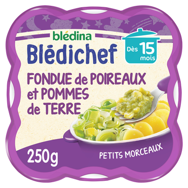 BLEDINA BLEDICHEF - Plat bébé du soir Fondue de poireaux et pommes deterre, dès 15 mois - 250g - Repas bébé