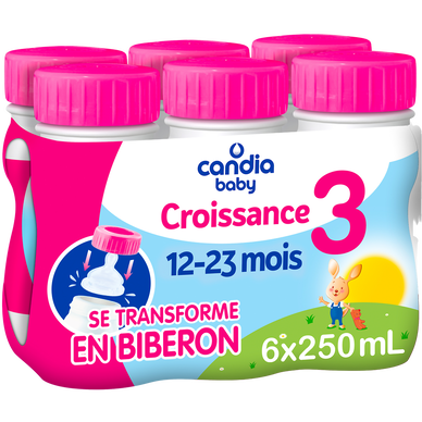 CANDIA BABY - Lait de croissance bébé 3ème âge, dès 12 mois - 6x25cl