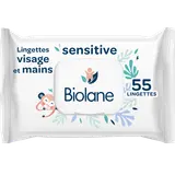 Lingettes visage et mains sensitives BIOLANE, x55