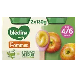 BLEDINA - Dessert bébé Pommes, dès 4 mois - 2x130g
