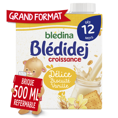 BLEDINA BLEDIDEJ - Lait et céréales bébé biscuité vanille, dès 12 mois- 50cl