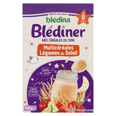 BLEDINA BLEDINER - Céréales bébé en poudre légumes du soleil, dès 8 mois - 240g