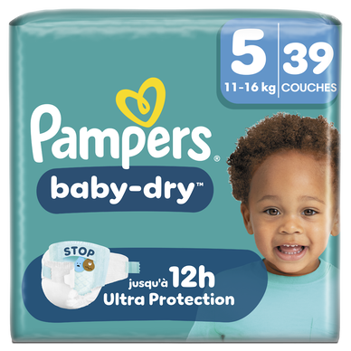 Couches PAMPERS Baby-Dry Taille 5 11kg-16kg x39