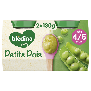 BLEDINA - Petits pois, dès 4 mois - 2x130g