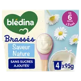 BLEDINA - Dessert brassé bébé nature dès 6 mois - 4x95g