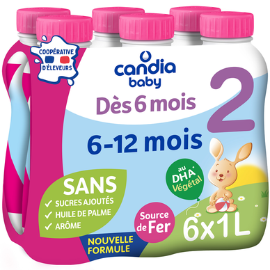 CANDIA BABY - Lait bébé 2ème âge, de 6 à 12 mois - 6x1l