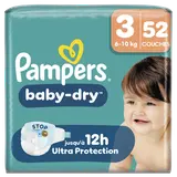 Couches PAMPERS Baby-Dry Taille 3 6kg-10kg x52