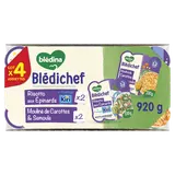 BLEDINA BLEDICHEF - Plat bébé du midi Risotto aux épinards et kiri / mouliné de carottes et semoule, dès 12 mois - 4x230g