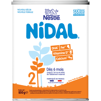 NESTLE NIDAL - Lait infantile en poudre 2ème âge, de 6 à 12 mois - 800g