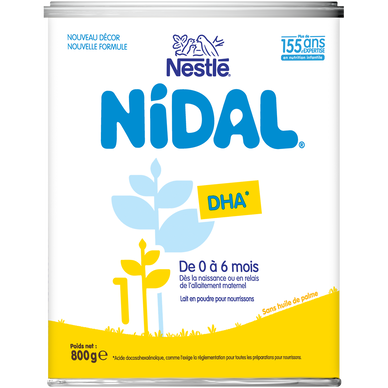 NESTLE NIDAL - Lait infantile en poudre 1er âge, de 0 à 6 mois - 800g