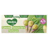 BLEDINA - Purée de légumes, dès 4 mois - 3x130g