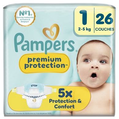 Couches PAMPERS Premium Protection T1 x26