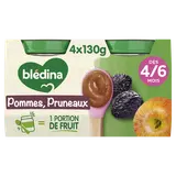 BLEDINA - Dessert bébé Pommes pruneaux, dès 4 mois - 4x130g