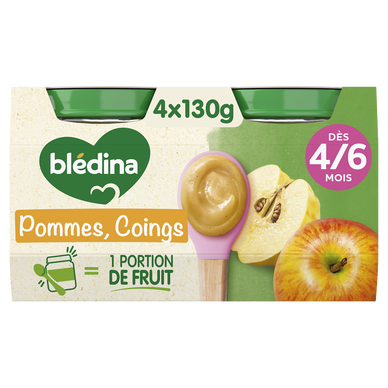 Pots fruits pommes coings dès 4/6 mois BLEDINA 4x130g