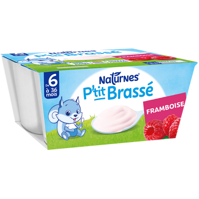 NESTLE P'TIT BRASSE - Dessert lacté bébé Framboise, de 6 à 12 mois - 4x100g