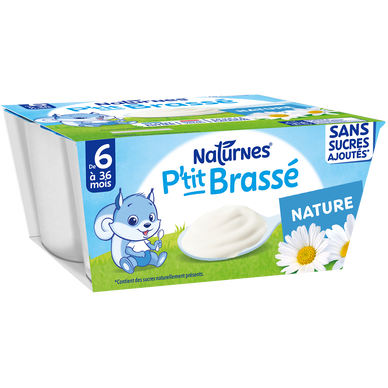 NESTLE P'TITS LACTES - P'tit brassé nature, de 6 à 12 mois - 4x90g