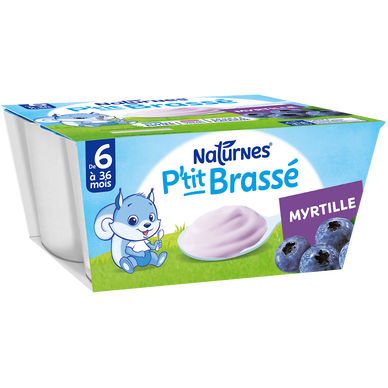 NESTLE P'TITS LACTES - Desserts lactés P'tit brasse Myrtille, de 6 à 12 mois - 4x100g