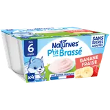 NESTLE P'TITS BRASSE - Dessert lacté bébé fraise banane, de 6 à 12 mois - 4x90g