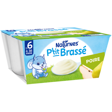 NESTLE P'TITS LACTES - Desserts lactés P'tit brasse poire, de 6 à 12 mois - 4x100g