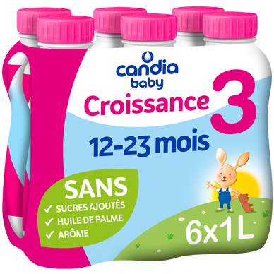 CANDIA BABY - Lait de croissance 3ème âge, dès 12 mois - 6x1l