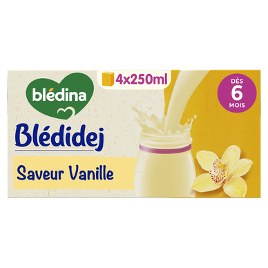 BLEDINA BLEDIDEJ - Lait et céréales vanille, de 6 à 12 mois - 4x250ml
