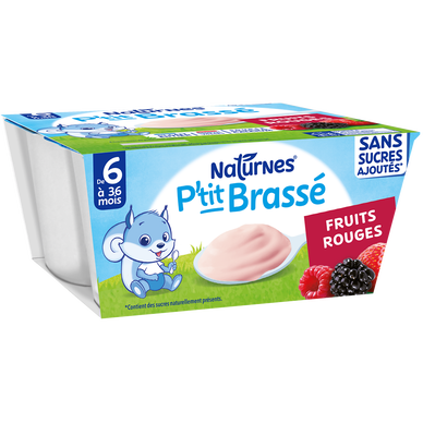 NESTLE P'TIT BRASSE - P'tit brassé fruits rouges, de 6 à 12 mois - 4x90g