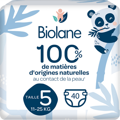 Couches éco-responsables taille 5 jumbo BIOLANE x40