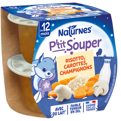 NESTLE P'TIT SOUPER - Soupe risotto carottes champignon, dès 12 mois -2x200g
