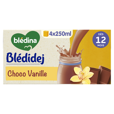 BLEDINA BLEDIDEJ - Lait et céréales bébé chocolat vanille, dès 12 mois- 4x250ml