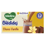 BLEDINA BLEDIDEJ - Lait et céréales bébé chocolat vanille, dès 12 mois- 4x250ml