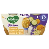 Crème de légumes aux épices douces pâtes coquilles,dès 15 mois Blédiner BLEDINA 2x200g