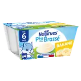 NESTLE P'TITS BRASSE - Dessert lacté bébé banane, de 6 à 12 mois - 4x100g