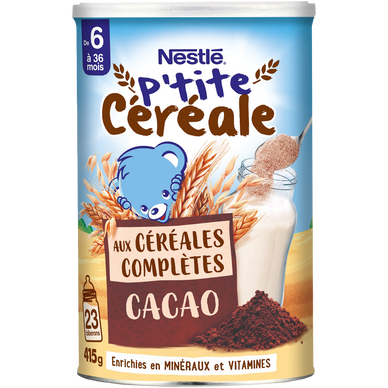 NESTLE P'TITE CEREALE - Céréales complètes cacao, de 6 à 12 mois - 415g